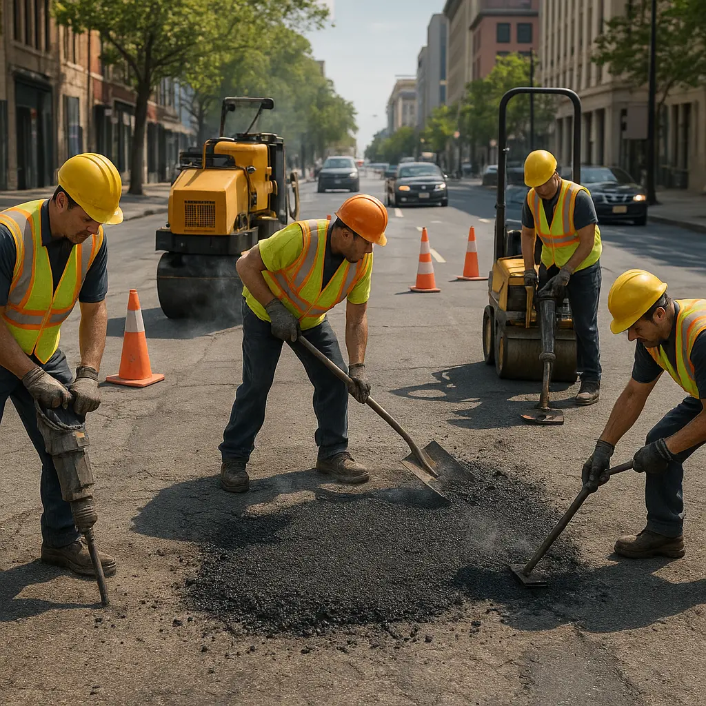 Road repair crew